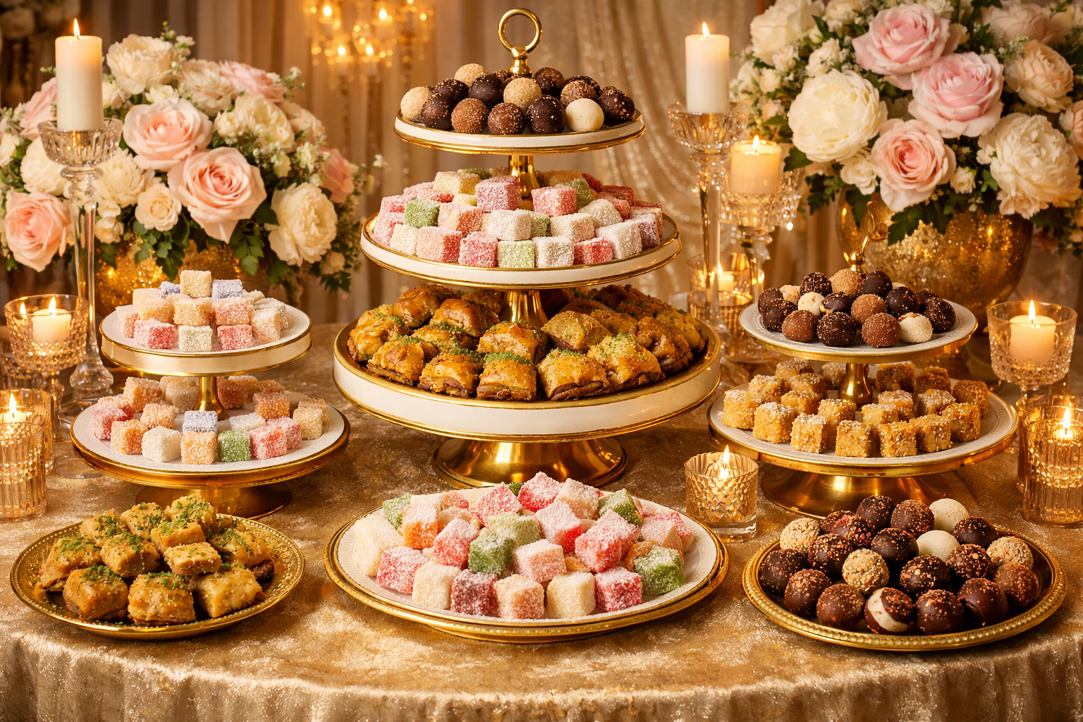 Nisan toreni icin hazirlanmis tatli masasi